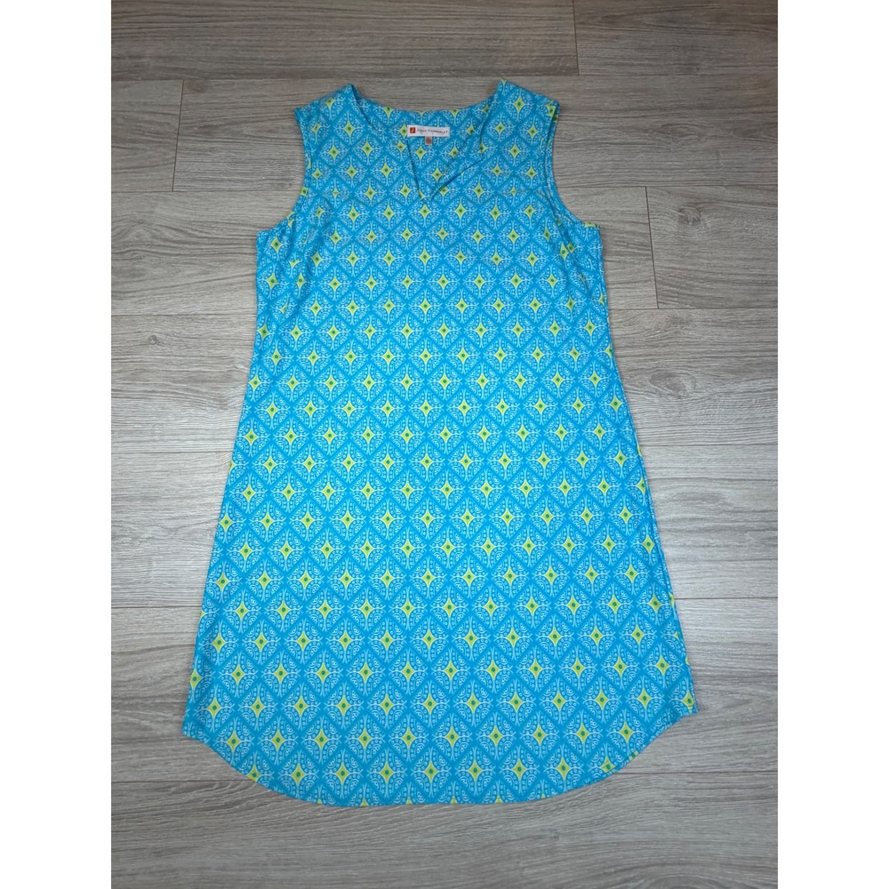 Jude Connally Womens XL Blue Green Geometric Paisley Sleeveless Shift Dress